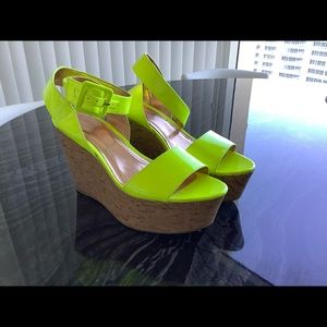 BCBGeneration Neon Ankle Strap Wedge Size 9.5